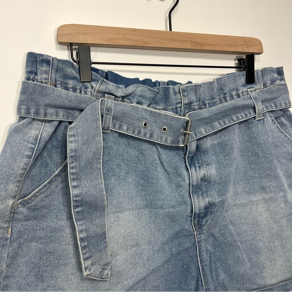 NoBo Denim Paper Bag Shorts With Belt Cuffed Size XXXL / 3X / 21 - Picture 2 of 7
